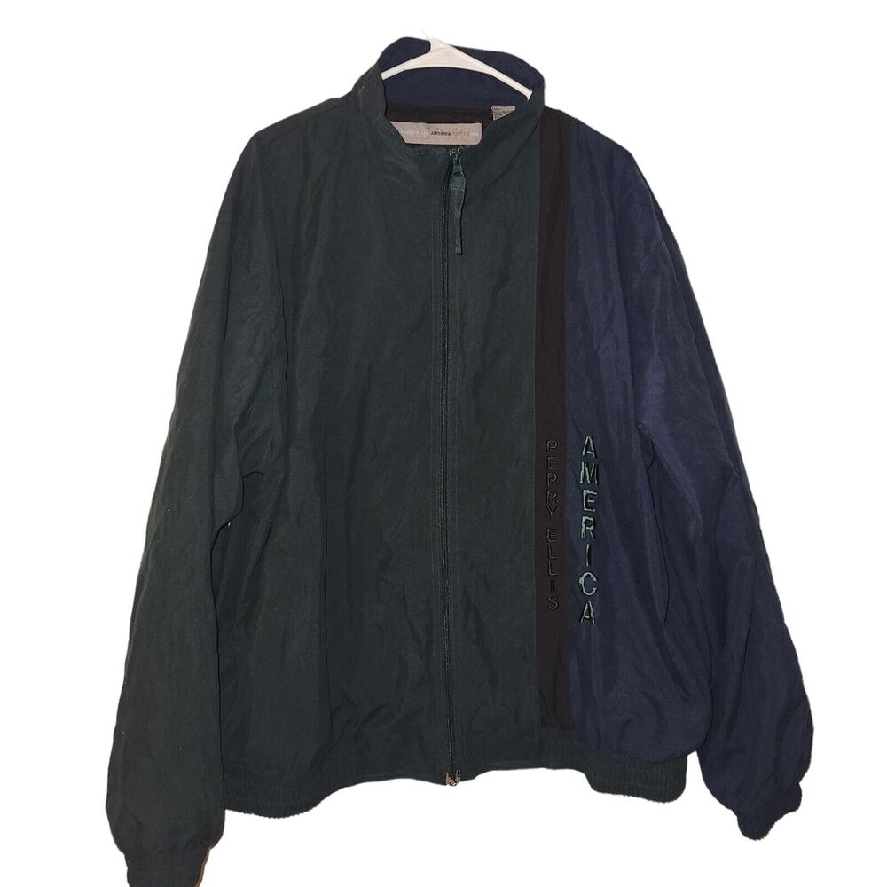 Vintage Perry Ellis America Men's Logo Windbreaker Jacket‎ Size XL Colorblock